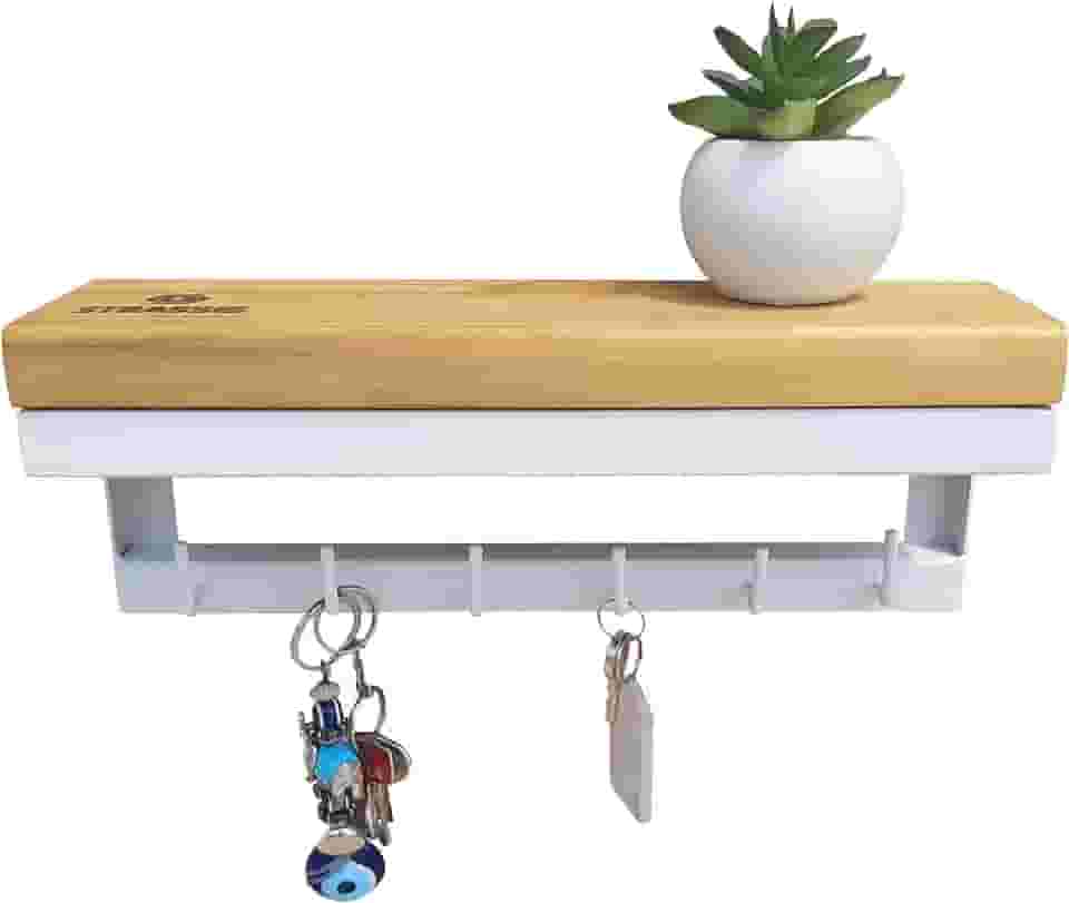 Porta Chaves Strassis Design SD-5006 Metal e Madeira Cor: Branco