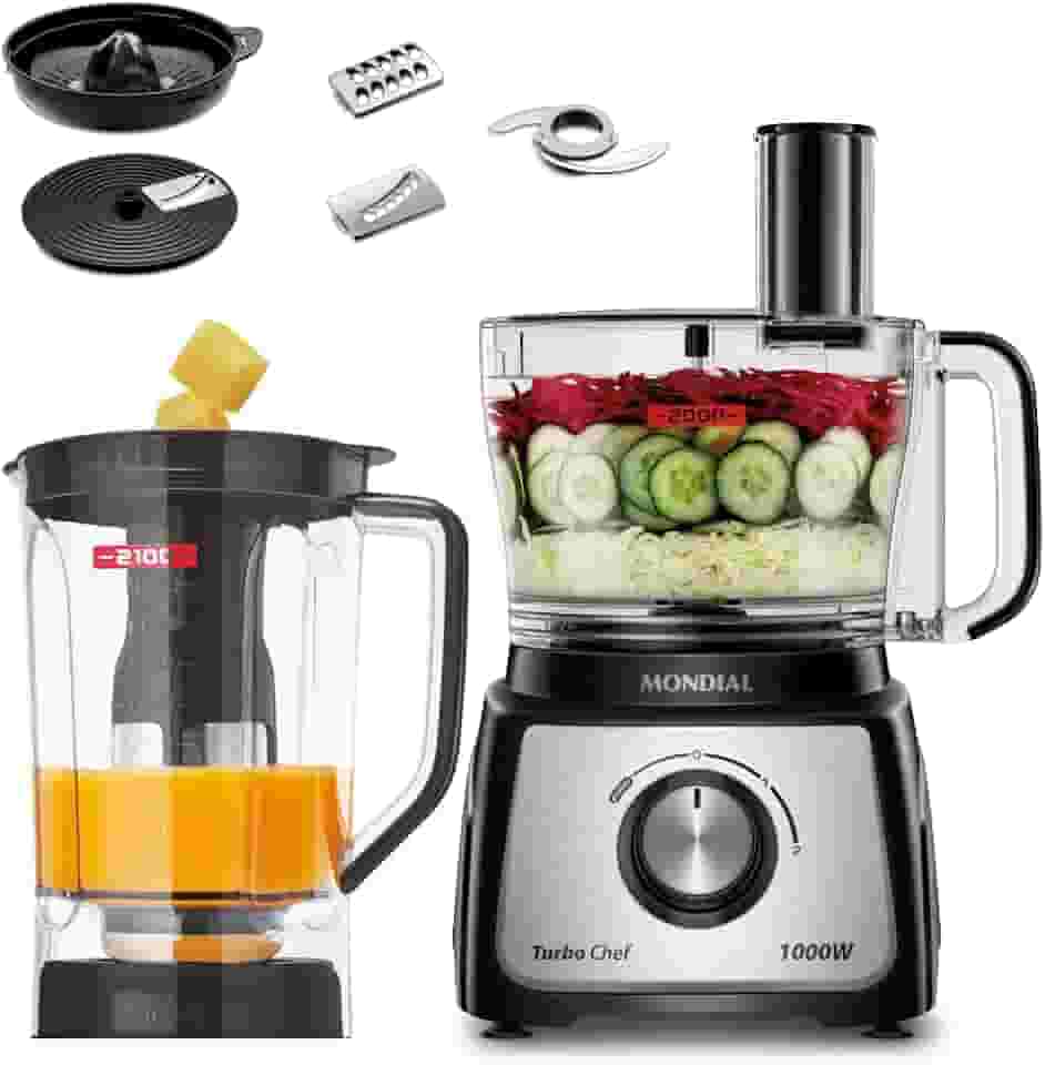 MONDIAL Multiprocessador Turbo Chef 7 em 1, Preto, 1000W, 110V - MPN-01-BE