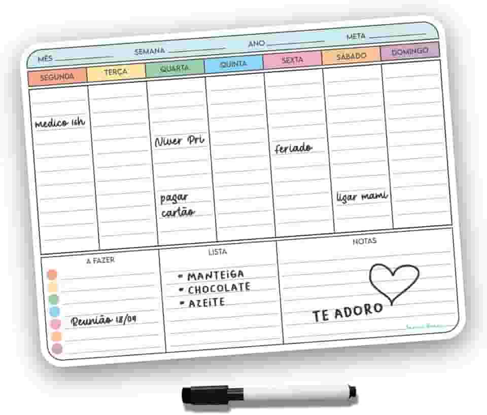 Ímã De Geladeira Porta Recados Anotações Planner Com Canetaa