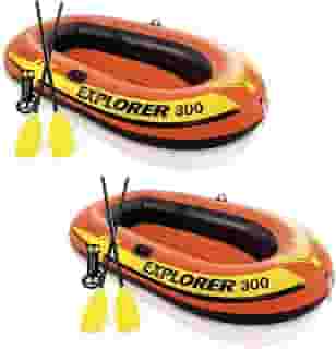 Proposita, Combo 2 Botes Infláveis Explorer 300 Com Remos E Bomba Manual Intex 3 Pessoas