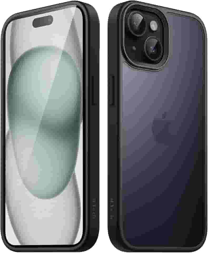 JETech Capa Fosca para iPhone 15 6,1 Polegadas, Proteção Contra Quedas de Grau Militar à Prova de Choque, Case Traseira Translúcida Fosca para Telefone, Capinha Anti-Impressão Digital (Preto)