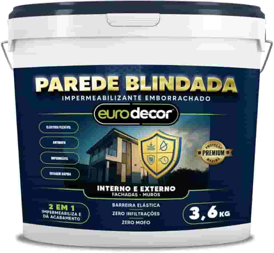 Parede Blindada Euro Decor Tinta Emborrachada 3,6KG Fácil Aplicação Proteção Contra Infiltrações (Branco)