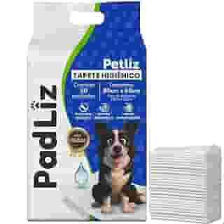 Tapete Higiênico para Cachorro Padliz 80cm x 60cm 30 Unidades Sanitário Super Absorvente Antivazamento Alta Absorção Descartável Premium Atrativo Petliz