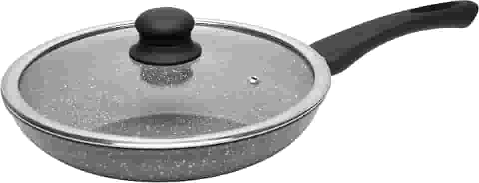 WOLFF - Frigideira de Indução com Tampa de Vidro 24cm Granilite Cinza Alumínio com Revestimento Cerâmico