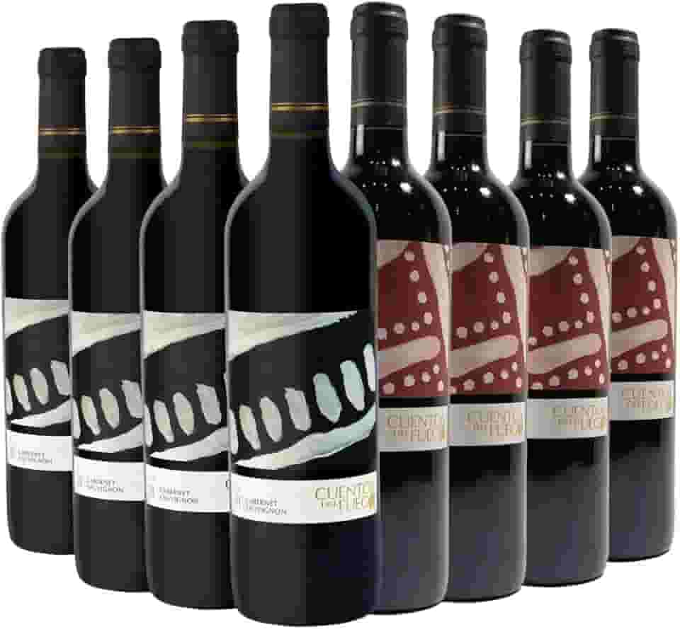 Kit com 8 Vinhos Chilenos Tinto Seco Cabernet Sauvignon e Carmenere Cuentos del Fuego
