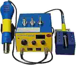 Estação de Solda Retrabalho Ar Quente Yaxun 881D Yx-881d 220V 2 Em 1 Digital Amarelo Smd Soprador