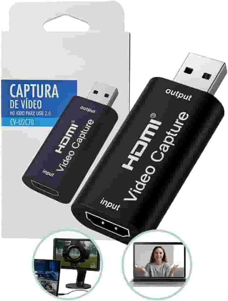 Placa de captura de vídeo HDMI 4K, cartão de captura de vídeo Cam Link, adaptador de captura de áudio HDMI para USB 2.0 dispositivo de captura de gravação para streaming, transmissão