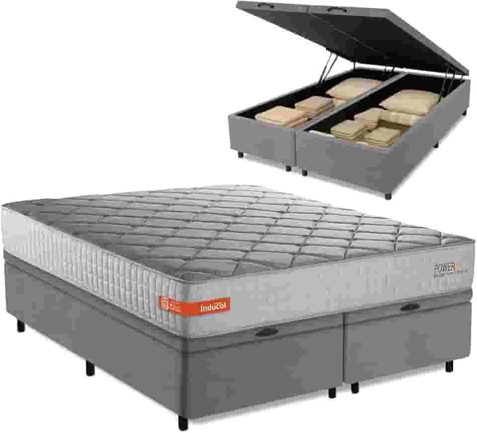 Cama Box Baú Casal King Espuma Softgel Power 193x203x63cm