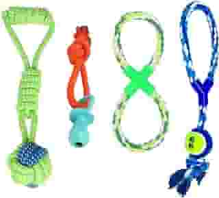 4 Brinquedo Pet Corda Mordedor Resistente Interativo Cachorro Forte