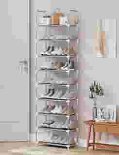 Sapateira Vertical Luxo Rack Aço Inox 9 Prateleiras 27 Pares