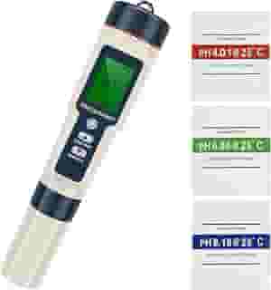 Termômetro 5 em 1 PH/TDS/EC/Salinidade/Visor LCD, Medidor de PH, Testador Digital, Design de Retroiluminação de Alta Precisão, Medidor de Salinidade da Água com Compensação de Temperatura para Piscina