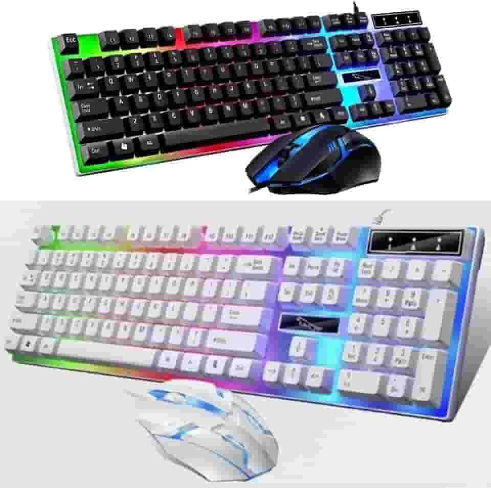 Kit Teclado Mouse Semi Mecânico RGB LED Gamer Jogo (HK8700)