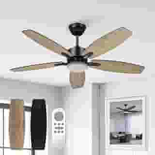 Ventilador de Teto 106,7cm, Ventilador de Teto com Luz LED e Controle Remoto, Motor DC Reversível, 6 Velocidades, Bivolt 110-220V