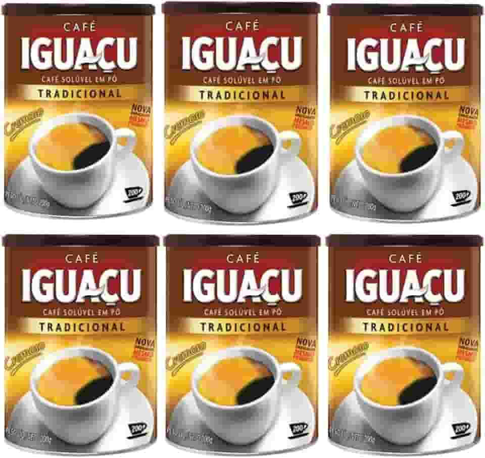 Café Iguaçu Solúvel Em Pó Lata 200g Kit C/6 Unidades