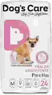 DOG’S CARE Fralda Descartável Para Cães Fêmeas de 6 a 13kg - Fralda Absorvente Para Cachorros Idosos e Filhotes - Tamanho M - 24 Unidades