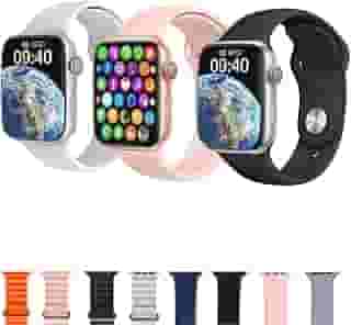 Smartwatch Mini Inteligente 8 Pulseiras Tela LED 1,45 Polegadas, Multifuncional Para Esportes e Dia a Dia, Resistênte à Água Compatível Android e Ios, Carregamento Por Indução e Bateria Longa Duração