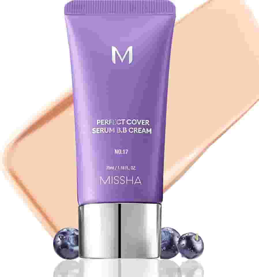 MISSHA M Perfect Cover Serum Bb Cream Nº 17 Claro - Com Subtom Frio, Tom De Pele, Hidratante Cor, Base Cuidado, Complexo Superalimentos, Pele Vidro, Maquiagem Coreana, 1,18 Fl Oz