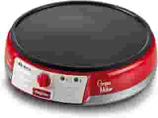 Ariete 202, Maquina de Crepe Retrô Vermelha - Party Time, Base antiaderente com controle de temperatura, 1000W - 220V