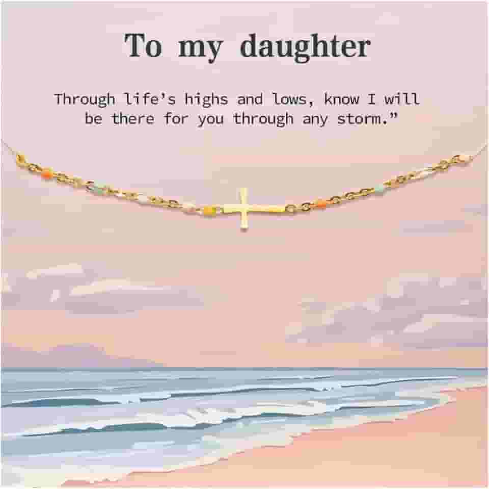 Pulseira de cruz de filha de mãe e pai para minha nora, presente de aniversário e Natal