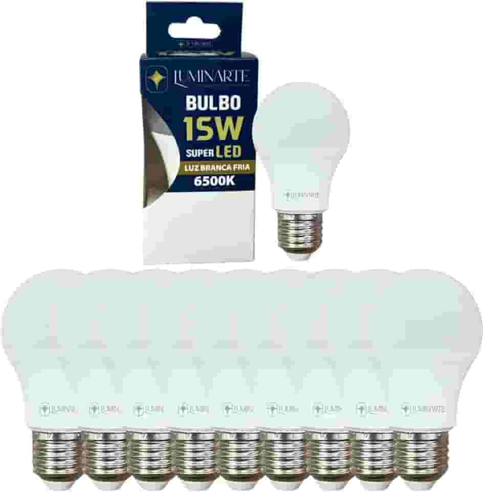 Kit Lâmpadas Led Bulbo 15w E27 Branco Frio Bivolt Inmetro Luminarte (Kit 10 Unidades)