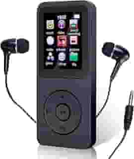 MP3 MP4 Player Portátil Reprodutor de Música Ultrafino MP3 Player Bluetooth Gravador de voz Reprodução de Vídeo Suporte Cartao de Memoria de Até 128 GB(Preto)-FBA