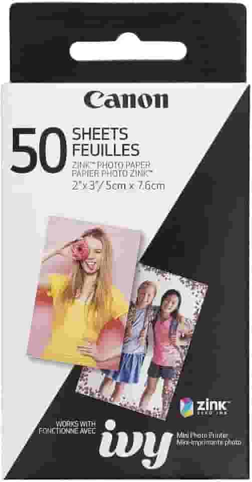 Canon IVY ZINK 5 x 7,6 cm, papel adesivo fotográfico, pacote com 50 folhas