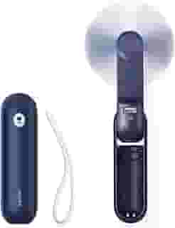 JISULIFE Ventilador Portátil, Mini Ventilador de Mão Recarregável, Pequeno Ventilador USB Pessoal, Ventilador de Bolso com Banco de Potência, Lanterna, Presentes para Mulheres/Meninas/Amigos - Azul