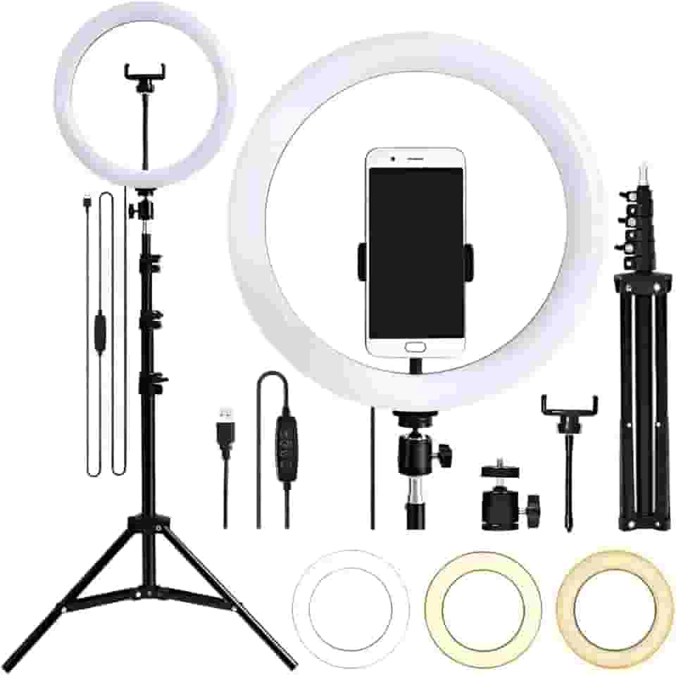 Ring Light 10 Polegadas com Tripé Ajustável 2,1m e Suporte Celular – Iluminação Profissional para Fotos, Vídeos e Lives