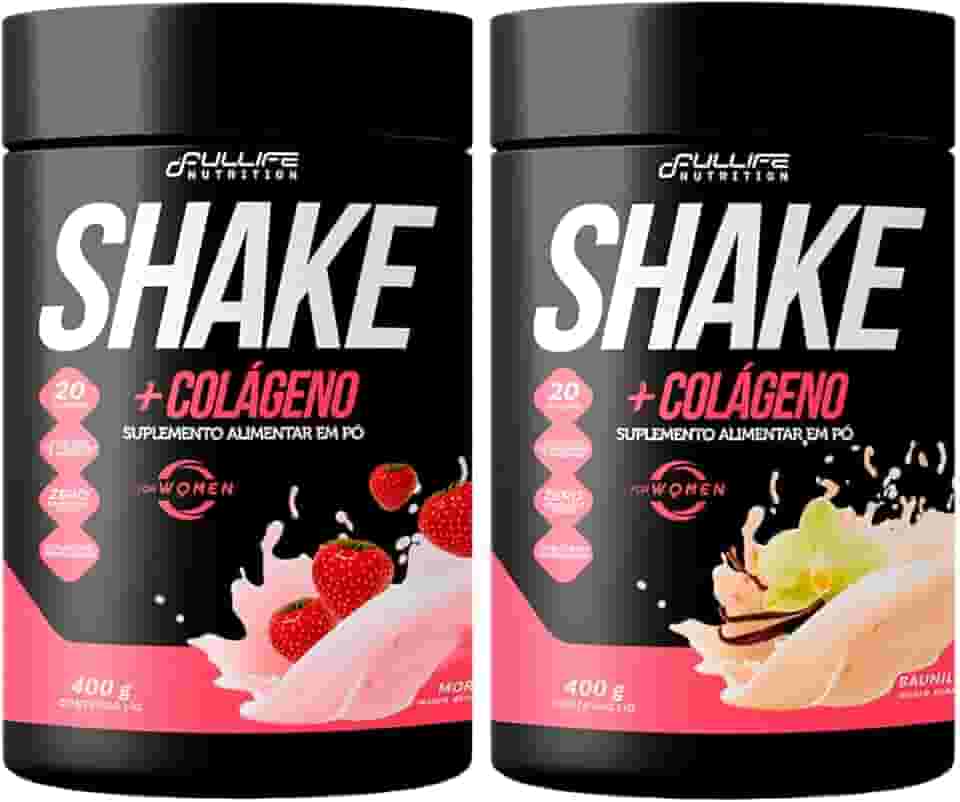 Shake Substituto de Refeição Zero Açúcar Com Colágeno Fullife 400g 2 Unidades (400g, Baunilha e Morango)