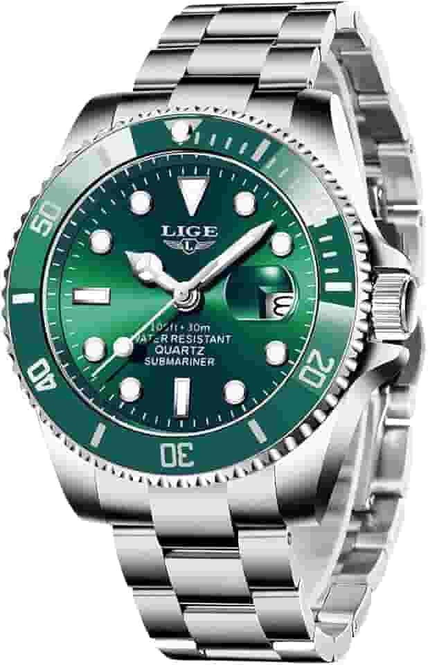 Relógio masculino de quartzo analógico de aço inoxidável, relógios masculinos à prova d'água, cronógrafo, relógio de pulso casual, LIGE, dourado, azul, relógio de data