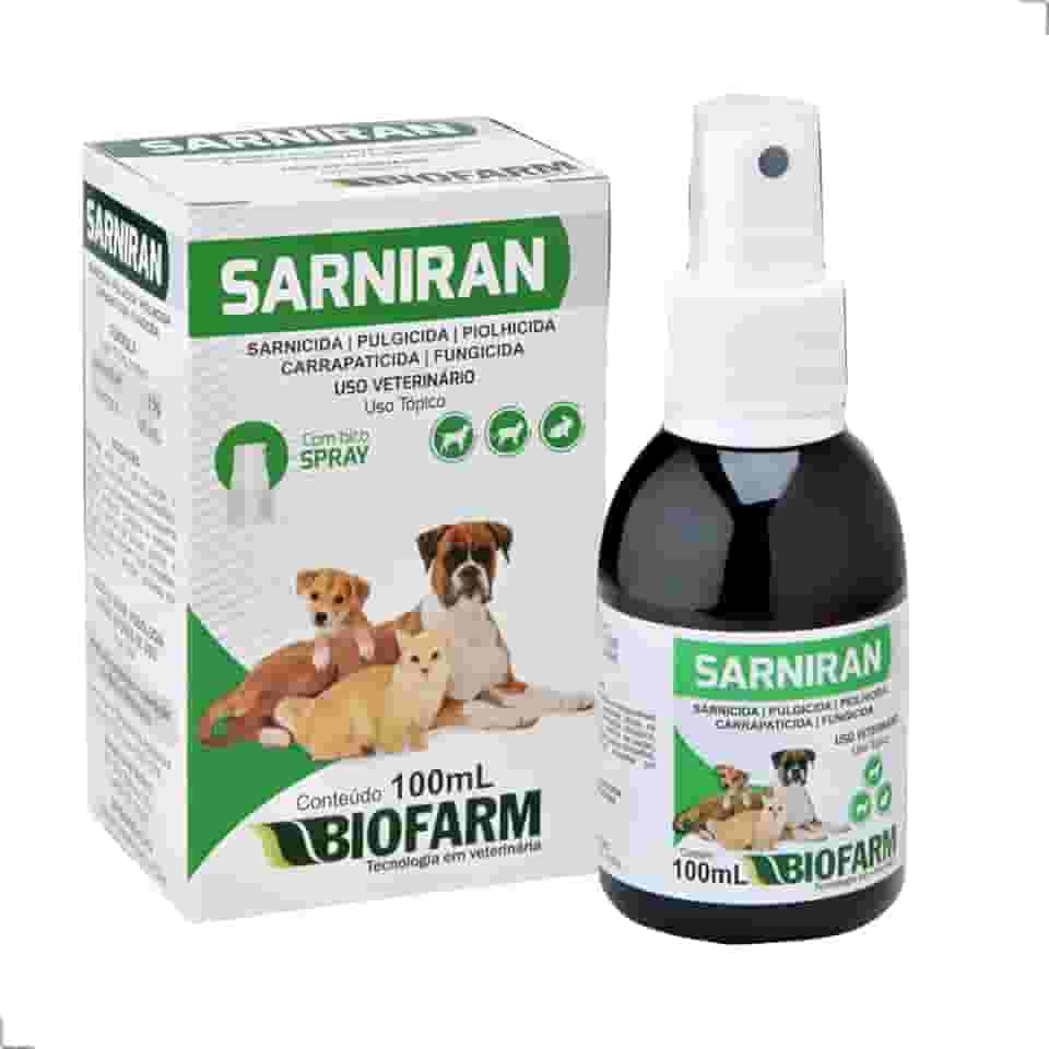 Antipulgas e Carrapatos, Controle de Sarna e Fungos, 100mL, Sarniran