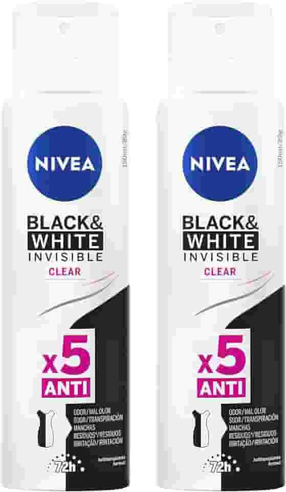 NIVEA Kit Desodorante Aerossol Black & White Clear 150ml - 2 Unidades, Nivea, pacote de 2