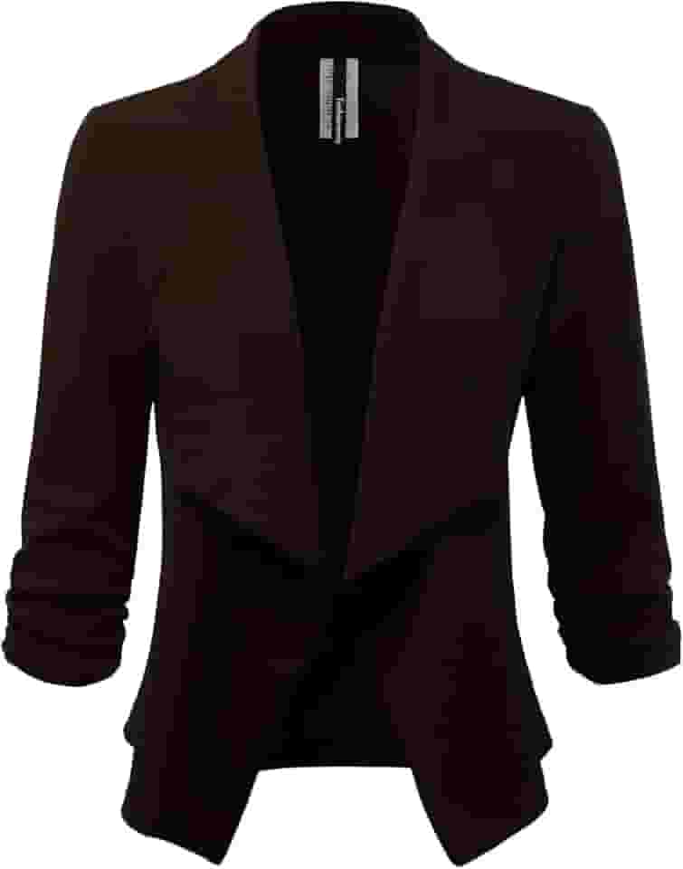 Blazer feminino elástico com manga 3/4 reunida (feito nos EUA)