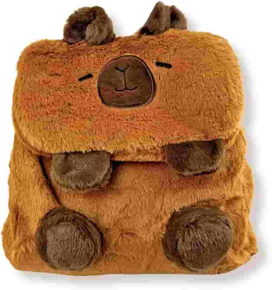 Bolsa Capivara Pelúcia Mochila Kawaii Alça Ajustável Fofa Divertida Novidade de Apertar