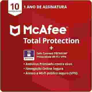 McAfee Total Protection | 10 dispositivos | Software de segurança antivírus para Internet | VPN, gerenciador de senhas, monitoramento da Dark Web e controles parentais | Assinatura de 1 ano | Cartão-chave