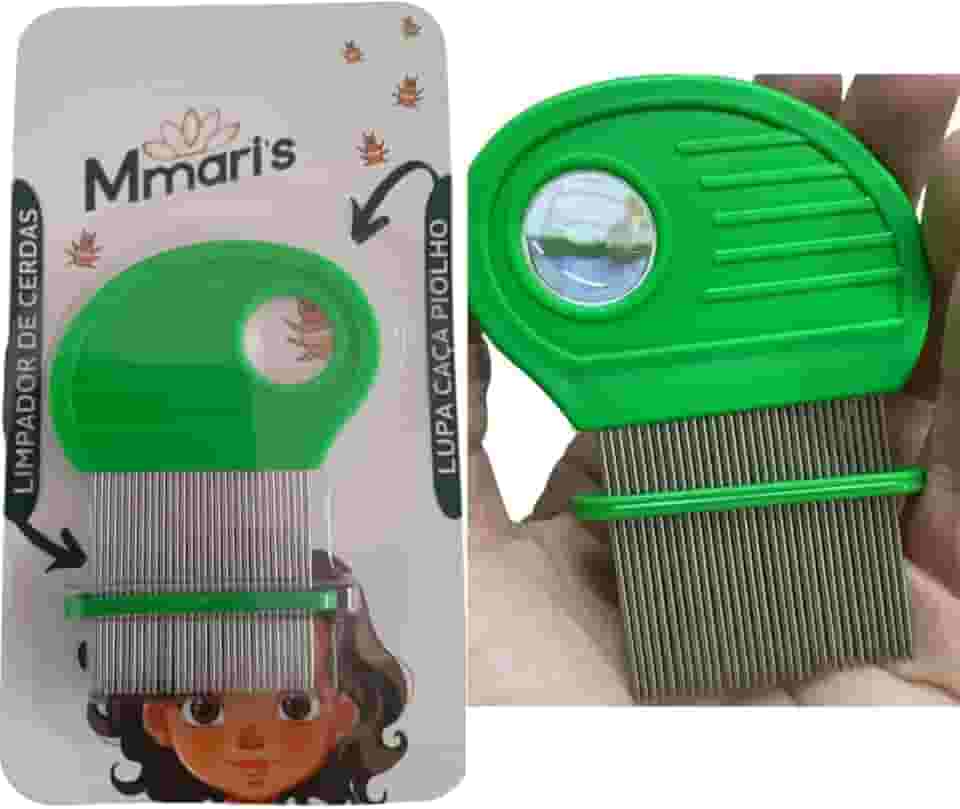 Pente Fino de Ferro Com Limpador e Lupa Removedor Remove Piolhos e Lêndeas M MariS