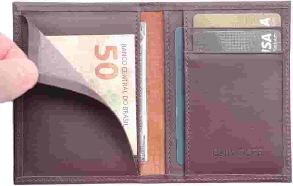 Carteira Masculina Vertical Slim Porta Cartões CNH RG (Marrom)