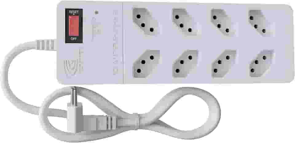 Filtro de Linha iCLAMPER Energia 8 com Proteção contra Surtos Elétricos(DPS) 8 Tomadas, 3 Pinos, 10 Amperes para PC, Notebook, Monitor, Impressora, PS5, Alexa e etc, Bivolt, Cabo de 1m Branco
