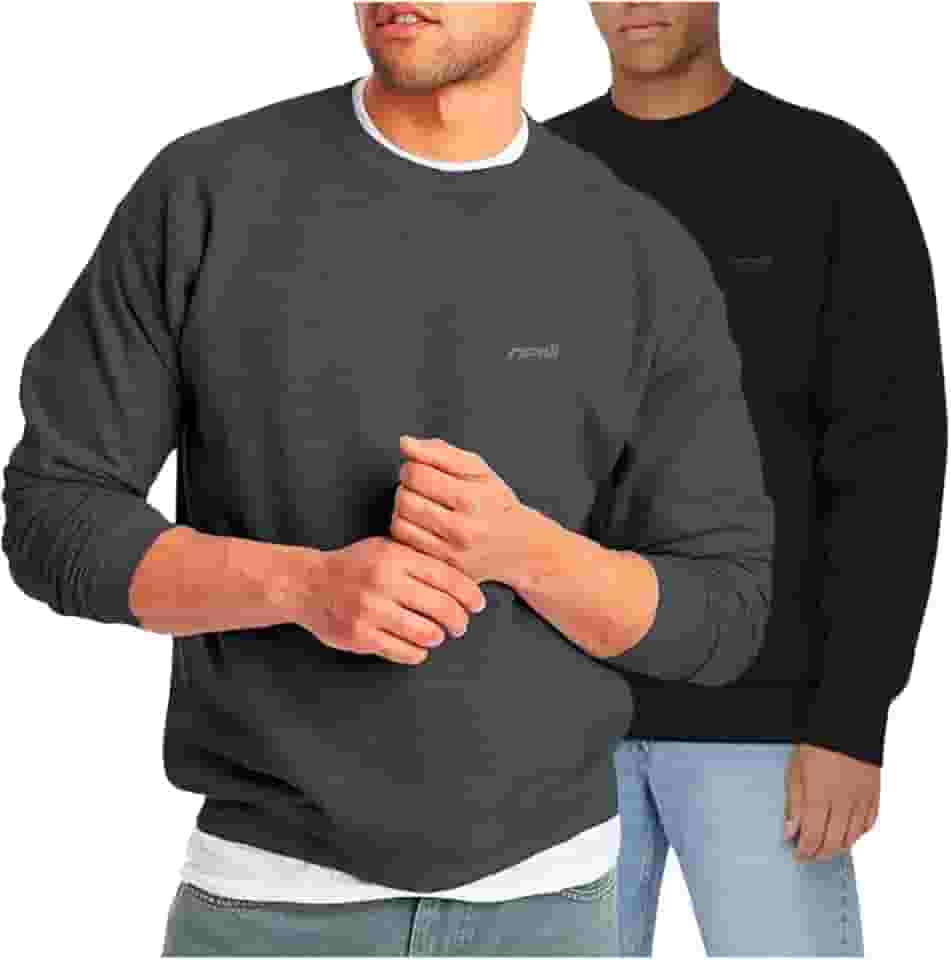 Kit 2 Casaco Moletom Gola Redonda Masculino Careca Blusa de Frio Flanelado Algodão