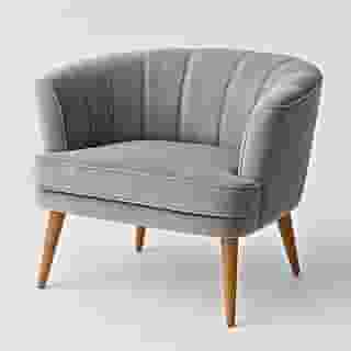 Poltrona Cadeira para Sala de Estar Confortável Tecido VeludoMOBLAN decor (Cinza)