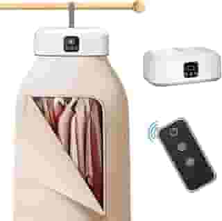 Rolitwils Secador de Roupas Portátil, Mini Secadores de Roupa com Controle Remoto, Pequena Máquina de Secagem Elétrica Dobrável Compacta com Saco Seco para Viagens, Trailer, Casa, Apartamento