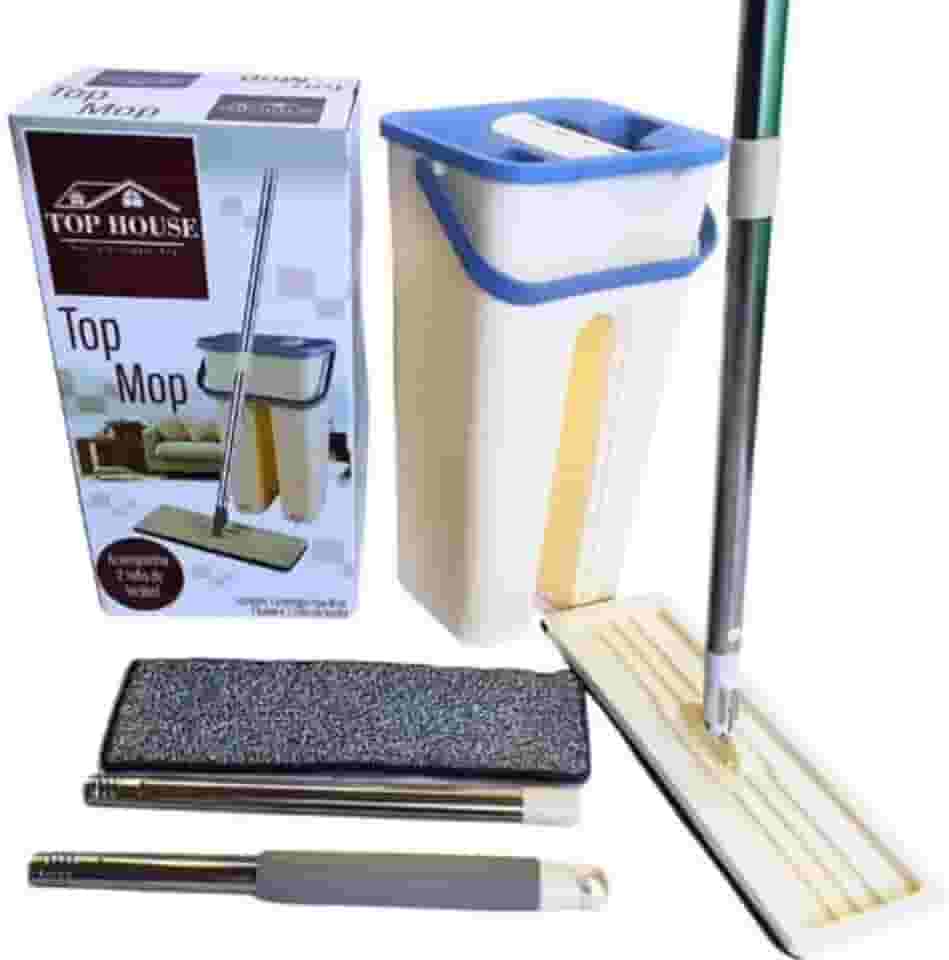 Mop Flat Com Balde compacto com capacidade de 5 litros Cabo com articulação 360º, ideal para limpar embaixo de móveis Super Moderno.
