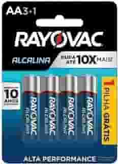 Pilha, Rayovac, Alcalina 208013, Azul, Aa, Pequena, Pacote de 4