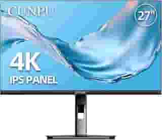 CUNPU Monitor de 27 polegadas 4K 75Hz, UHD (3840 * 2160) IPS monitor de bisel ultrafino para edição de foto e vídeo, ΔE < 2, 100% DCI-P3, altura/pivô/inclinação/rotação, FreeSync, alto-falante duplo