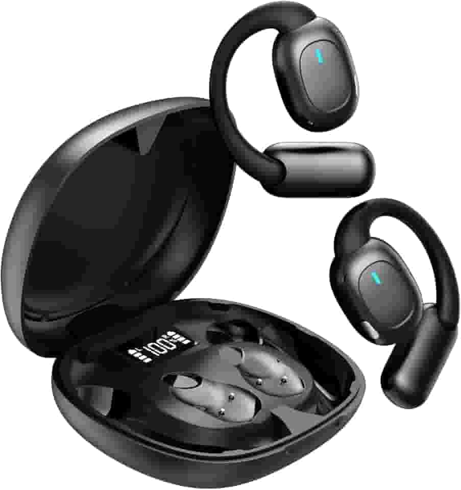 Fone de Ouvido Bluetooth Sem Fio 5.3 Esportivo, Até 48 Horas de Bateria, Leve e Confortável, IPX5 à Prova d’Água, Ideal para Corrida e Exercícios, Compatível com Todos os Dispositivos (Preto)