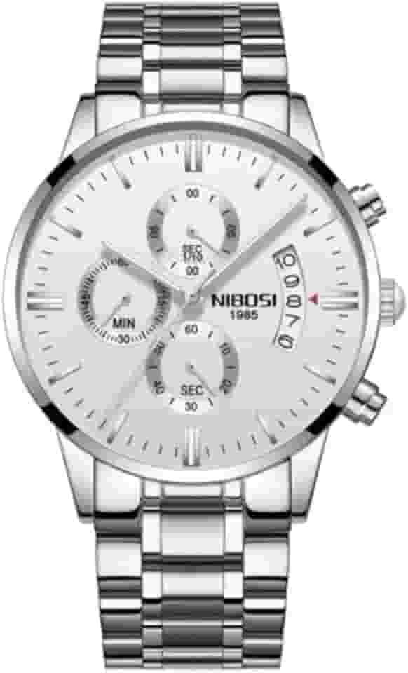Relógio Nibosi Masculino De Pulso 2309 Aço Inoxidável Cronógrafo Ponteiros Pequenos Funcionais Estojo Original