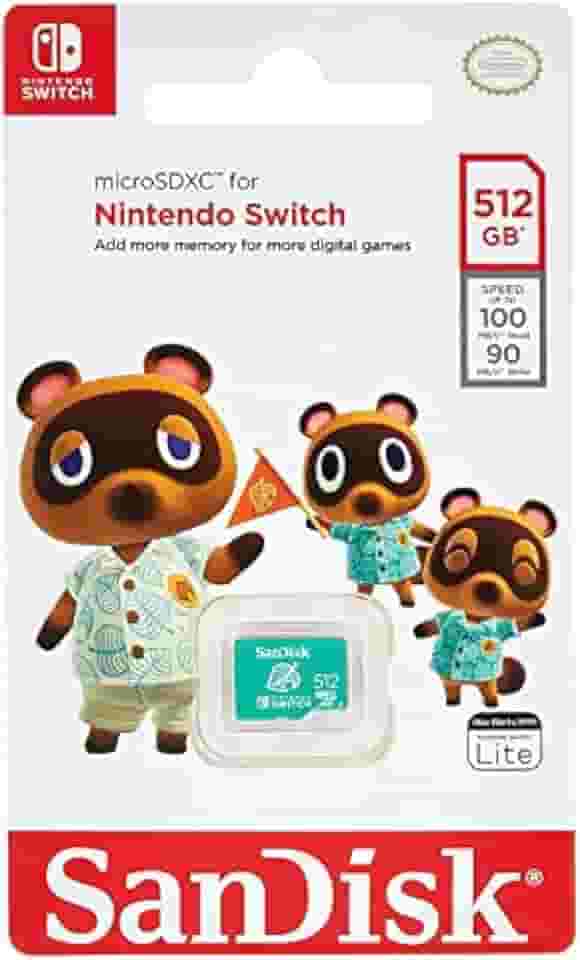 SanDisk Cartão microSDXC™ UHS-I de 512 GB para Nintendo Switch - 512 GB, leitura de 100 MB/s; gravação de 90 MB/s - SDSQXAO-512G-GN3ZN