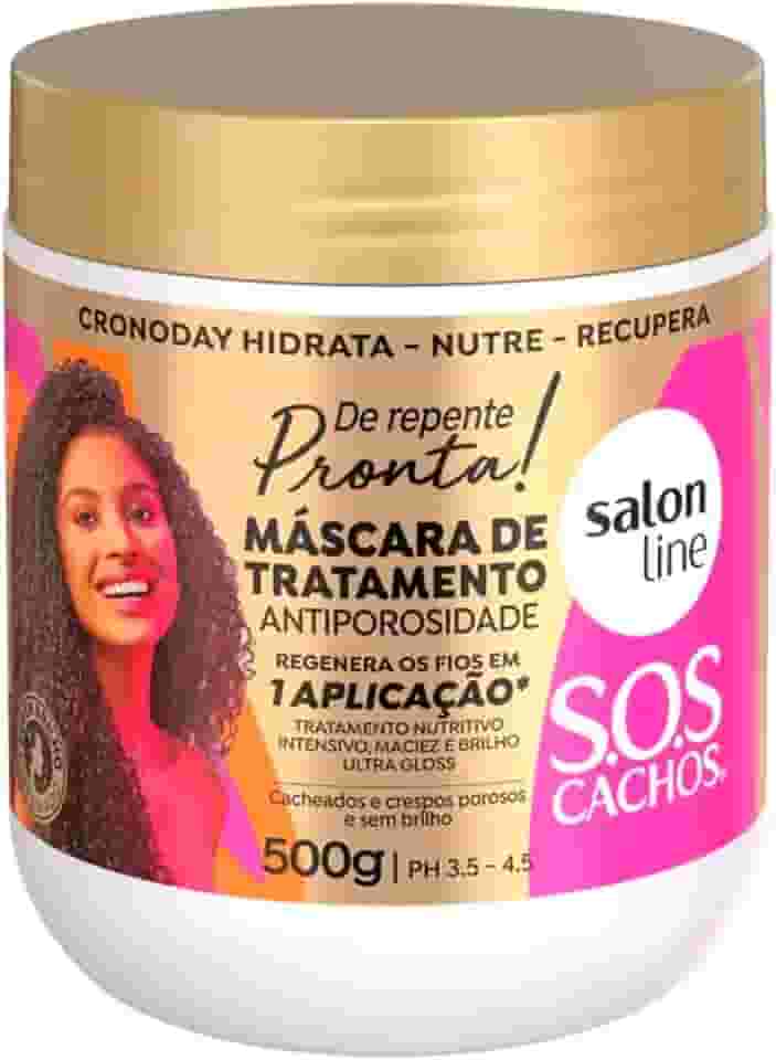Salon Line, Máscara de Tratamento, SOS Cachos, De Repente Pronta, Vegano - Para Cabelos Cacheados e Crespos, 500g
