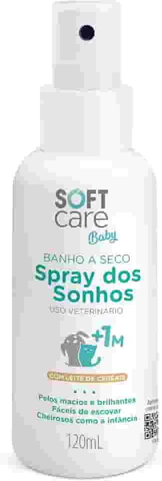 Banho a Seco Spray Dos Sonhos Soft Care Baby 120ml – Para Filhotes de Cães e Gatos (a partir de 1 mês) Higiene Sem Enxágue