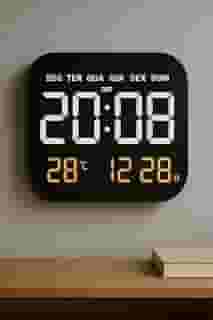 Relógio Digital de Parede e Mesa 18.5' com Display LED Colorido, Brilho Automático, Calendário, Temperatura, Alarme Duplo e Controle Remoto – Ideal para Casa, Escritório e Idosos - SHACK